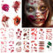 Narben Wunden Tattoo, Realistisch Wunden Tattoo Halloween Karneval Schminke, Zombie Kostüm Kinder Damen, Kunstblut Halloween Karneval Tattoo Gesicht, Körper Make-up Requisiten - 18 Blatt