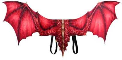 rongweiwang Drachenflügel Requisiten für Halloween, Karneval, Erwachsene, Stoff, Dekoration für Erwachsene, Vliesstoff, Drachenritzel, Cosplay, Rot