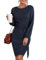 Hotouch Pulloverkleid Damen Figurbeton Elegant Rundhals Strickkleid Herbst Langarm Knielang Kleid Kurz Casual Gestrickt Einfarbig Midikleid Blau Lila M