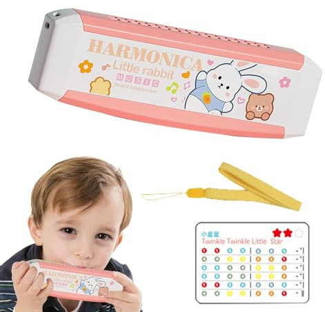 LearnLyrics Mundharmonika für | Cartoon-Mundharmonika mit 16 Löchern für Anfänger | Partygeschenke für Kinder ab 3 Jahren
