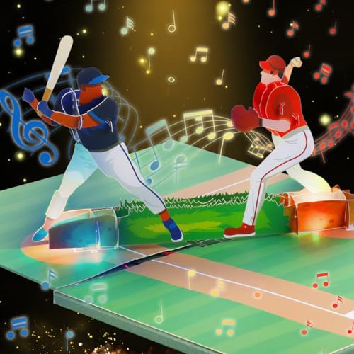 CNLITIHEKA Musical Baseball Pop Up Karten, Licht für Musik Papa Geburtstagskarten, Musik Pop Up Vatertag Karten, 3D Sport Geburtstag Grußkarte, Vater Jahrestag Karte für Papa Mann Opa Männer.