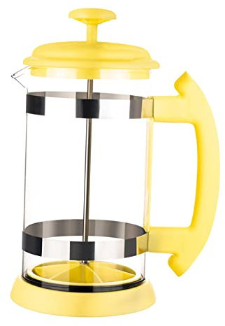 Pleayietoopiatiey French Press Coffee Maker Heat Resistant Borosilicate Glass Office Home Yellow, 210x110 mm