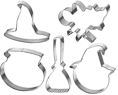 lanliflying Halloween Ausstechformen | Hexenhut Formen Edelstahl Ausstechformen | Glas Hexe Form Ausstechformen Set Keksausstecher zum Backen