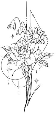 Tatuaggio ROSA - Temporalis® | Tatuaggi temporanei uomo donna, tatuaggi finti vegani e waterproof - Certificato UE - Dura 1-2 settimane [ Tattoo Bouquet di fiori ]