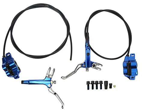 ANKROYU 1 Paar hydraulische Scheibenbremsen für Fahrräder, 4-Kolben-Bremse aus Aluminiumlegierung Links vorne rechts hinten, Wärmeableitung, 4-Kolben-Öldruck-Bremssattel für (Blau)
