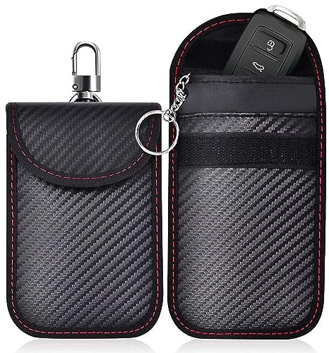 2 Pochette Clé Voiture,Etui Anti RFID Signal Faraday Pochette Sac,Pochettes Blocage Signal, Protection Antivol Anti Piratage de Télécommande Véhicule, Taille Universelle 13.5cmx8.5cm