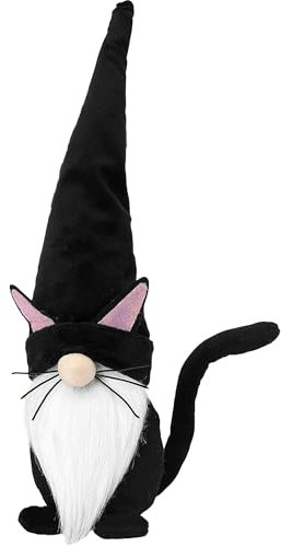 Gxdamxz Wichtel Deko Innenbereich, Handgemachte Katze Elf für Ostern/Weihnachts, Schwarz