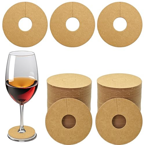 SEABABOO Marcadores Papel Kraft De Copas De Vino 100 Pcs Etiquetas De Copa De Vino Etiquetas De Papel Para Copas De Vino Marcadores Etiquetas para Copa De Vino Cóctel (Kraftpapel, 5CM 200Pcs)