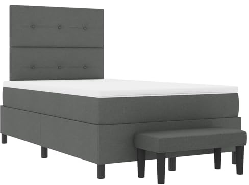 vidaXL Boxspringbett mit Matratze Dunkelgrau 120 x 200 cm Stoff, Schlafzimmer Komfortstück, modernes rechteckiges Bett, langlebige Schaumstoffmatratze, stilvolles Highlight zum Entspannen
