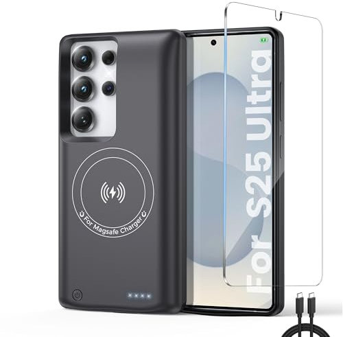 Schutzhülle für Samsung Galaxy S25 Ultra, echte 10.000 mAh, Akku-Schutzhülle, kabellos, intelligent, tragbar, Powerbank, externer Akku