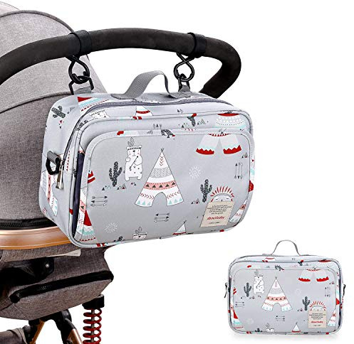 Mandarinmelon Kleine Kinderwagentasche. Kinderwagen-Rucksack mit Mutterschaftstasche-Funktion. Organizer für Kinderwagen und Babywagen. Mehrzweck-Kinderwagentasche, Krankenhaus-Mutterschaftstasche