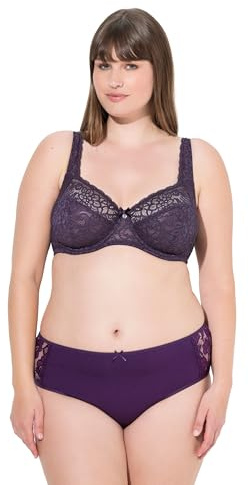 Ulla Popken Damen große Größen Übergrößen Plus Size Bügel-BH, Blütenspitze, Vollspitze aubergine 105D 727062846-105D