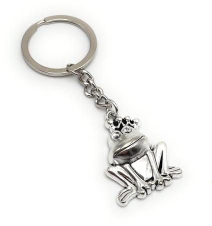 Onwomania Frosch König Kröte Schlüsselanhänger aus Metall silber Schlüsselringe Auto Organizer Geschenke für Geburtstag Männer Frauen und Kinder