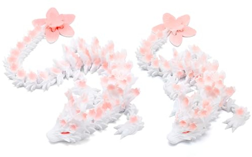 GSrenyu 2 Pcs 3D Printed Dragon, Sakura Articulated Dragon 3D Printed Fidget Toy, Interesting Serpent Figure Toys for Unique Desktop Decorations and Collectibles