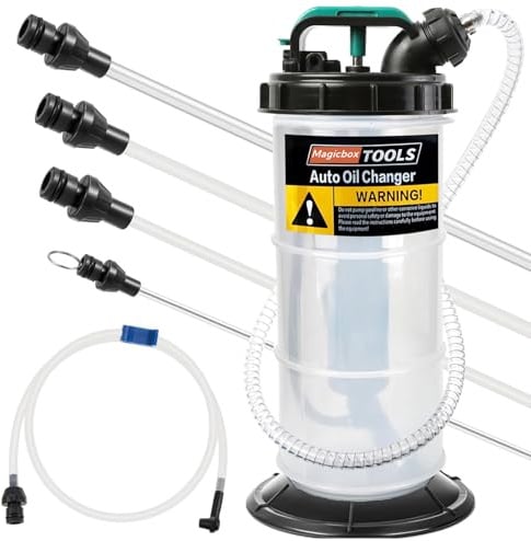 Magicbox 5.3L Manual Oil Fluid Extractor Pump, 6 Hose Vacuum Fluid Changer for Engine & Transmission Oil, Automotive Fluid Evacuator with Adapters for Car, Motorcycle, Boat Maintenance