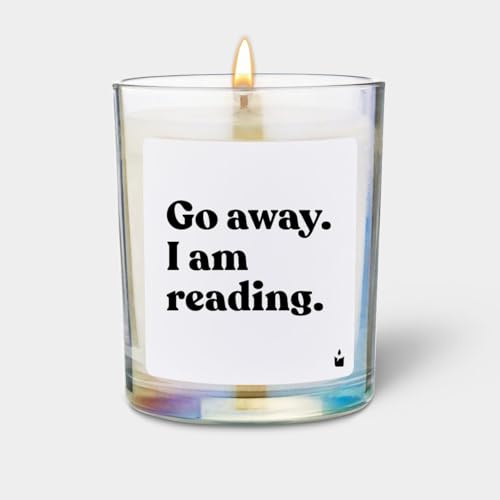 Duftkerze ChattyCandles | Transparent Woody Go away. I am reading. | Duftkerze mit Spruch | Geschenk für Bücherliebhaber, Bücherwürme