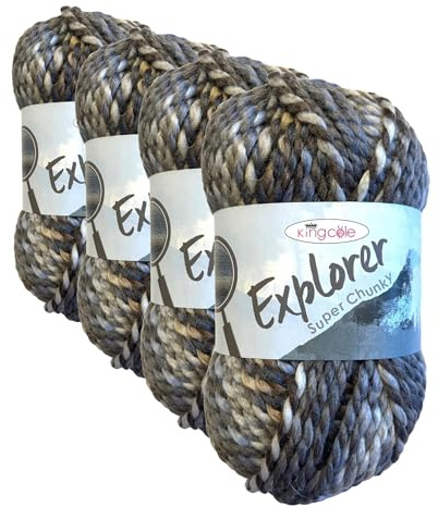 King Cole Explorer Super Chunky 80% Acrylic 20% Wool Knitting Yarn (Shackleton 4295) (Pack of 4)