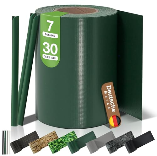 BooGardi Strisce frangivista in PVC · Recinzione frangivista 19 cm x 35 m verde 1 rotolo · 450 g/m² · incl. 30 clip · Pannello di recinzione per recinzione a doppia asta & staccionata · Opaco