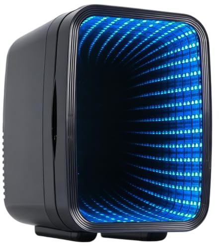 Enventor Mini Frigo 4L/ 6 Canettes, AC+12V DC, éclairage RGB Infinity, Noir | Glacière et Chauffe, 6 Modes d'éclairage à intensité variable, Portable Petit Frigo idéal pour Chambre, Bureau et Voiture