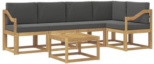 vidaXL Outdoor-Sofagarnitur 6 pcs Weiß und Anthrazit Massivholz Akazie, Outdoor-Ecksofa, modernes Lounge-Set für Garten, Robustes Sitzmöbel für Terrasse, Entspannen