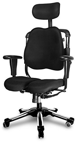 Harastuhl® - Bürostuhl orthopädisch - Zen- natürliche S-Form unterstützt den gesamten Rücken - Gesundheitsstuhl - Office Chair - von 1,50m bis 1,95m - Druckentlastung der Bandscheiben (Schwarz)