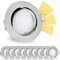 linovum 10 Stück fourSTEP Einbaustrahler LED schwenkbar dimmen ohne Dimmer - LED GU10 5W warmweiß - Einbau Spot rund gebürstet