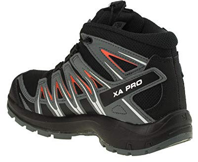 Salomon XA Pro 3D Mid Climasalomon™ Waterproof (wasserdicht) Junior Kinder Trailrunning-Schuhe, Schwarz (Black/Stormy Weather/Cherry Tomato), 35 EU