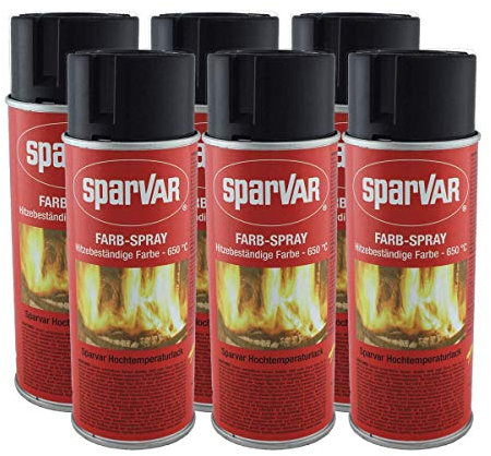 6x SparVar Hochtemperatur Lackspray 400 ml bis 650 Grad Anthrazit metallic