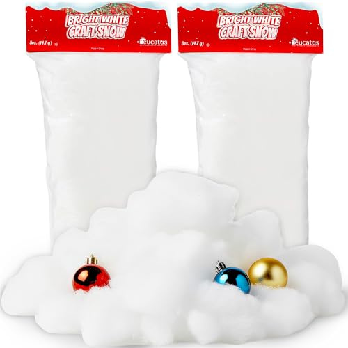 Eucatus 2 Pack Fake Snow Fluff Sheet – 30 sqft Fluffy Cotton-Like Christmas Snow for Mantle, Tabletop, Winter Village, Tree Base & Nativity Display Decoration