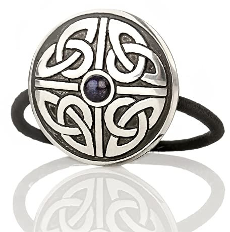 Celtic Triskele - Haargummi aus England mit keltischem Muster & blauem Stein
