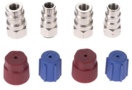 Aupoko Kit d'adaptateur de conversion R12 R22 vers R134A, 2 ensembles d'adaptateurs de conversion R12 vers R134A haut/bas 1/4 SAE vers 7/16-20 UNF, convient pour climatiseur AC réfrigérant