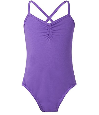 YiZYiF Body da Danza Bambina Canottiera Ragazza Costume da Ballo Balletto Leotard Classica in Cotone Ginnastica Bodysuit Aderente Artistica Atletica Sportivo Viola 12-14 Anni