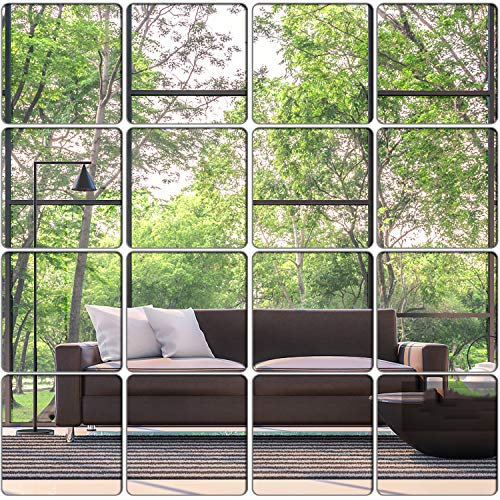 KimDaro Mirror Wall Stickers Non Glass Mirror Plastic Mirror 3D Hexagon Acrylic Mirror Wall Decor Self Adhesive Tiles (15 pcs 20cmx20cm)