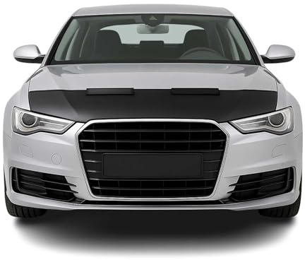 OMAC Haubenbra Halb für Audi A6 C7 2011-2018 Vinyl Schwarz | Steinschlagschutz, fahrzeugspezifisches Design, Car Bonnet Bra