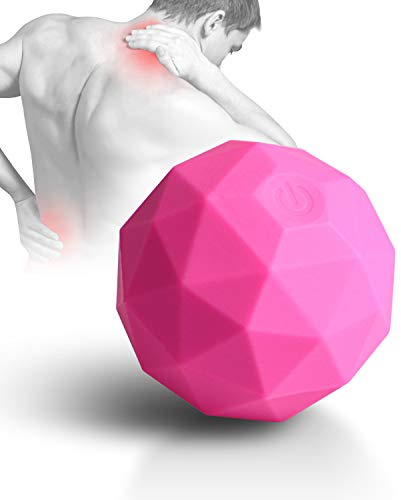MEXITOP Electric Vibrating Massage Ball, 2-Speed Fitness Yoga Pilates Physical Therapy Massage Roller to Fight Sore Muscles,Washable Negative Ion Vibration Massages Ball for Muscle Recovery(Red)