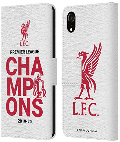 Head Case Designs Offizielle Liverpool Football Club Weiss Typografie 2020 Meister Leder Brieftaschen Handyhülle Hülle Huelle kompatibel mit Apple iPhone XR