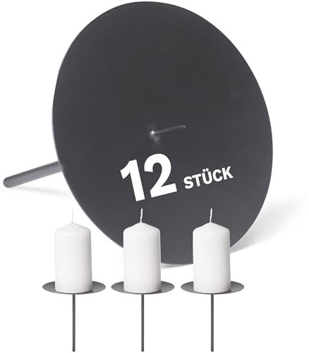 Novaliv 12x Kerzenpick | Dorn, 10 cm SCHWARZ | Kerzenhalter für Adventskranz Kerzenpin Weihnachtskranz