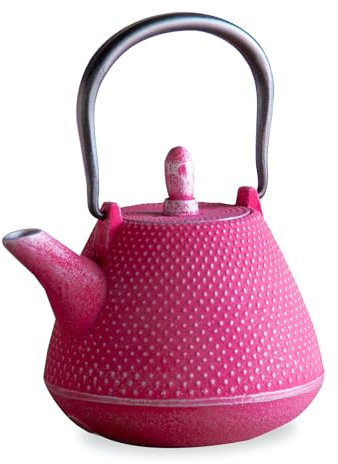 Roji Associates Teekanne aus Gusseisen, Nanbu Tekki Teekanne, ARARE – Kuppeltyp, hergestellt in Japan, mit Teesieb, Emaille-Finish, Rosa-Silber (400 ml)