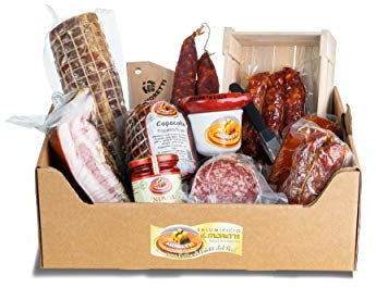 Moretti® Geschenkkorb Wurstwaren und Zubehör | Kalabrische Salami-Spezialitäten | Reise in den süßen und würzigen Geschmack | Verschiedene Kombinationen | Nduja Capocollo Soppressata (Süß & Scharf)