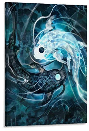 JTYK Aesthetic Poster - Ying Yang Fisch Kunst Poster Leinwand Kunst Poster und Wandkunst Bild Druck Modern Familie Schlafzimmer Dekor Poster 30 x 45 cm