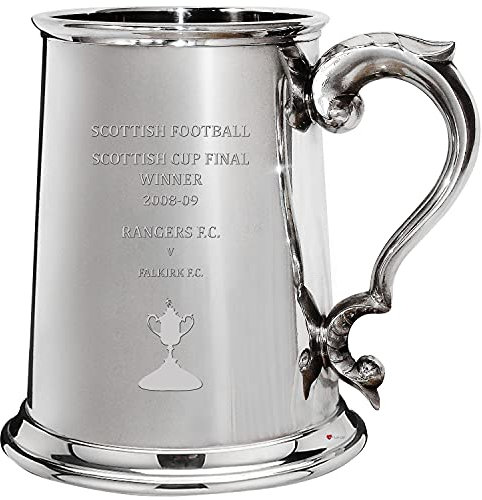 I LUV LTD 1 Pint Krug für Glasgow Rangers FC 2008-09 Schottischer Pokal-Endsieger Zinn Bierkrug Fußball Personalisierte Geschenke für Männer