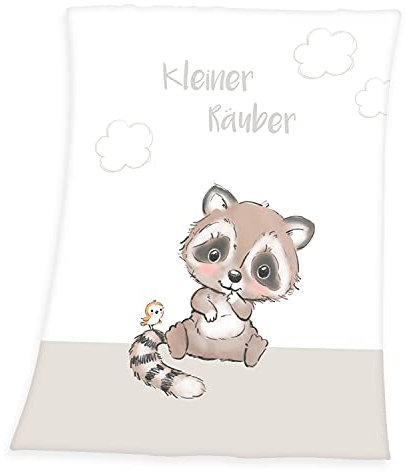 Herding Klaus GmbH Kleiner Räuber Soft-Peachdecke, 75 x 100 cm, 100% Polyester, 1540218014412, Weiß