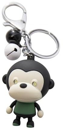 ODETOJOY Llavero de mono ABS con voz LED lindo llavero de dibujos animados de animales 3D con linterna llavero con sonido, Verde, Medium