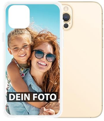 Personalisierte Handyhülle für Apple iPhone 12 Pro - Individuell selbst gestalten mit Foto und Text - Transparente Hülle aus Silikon