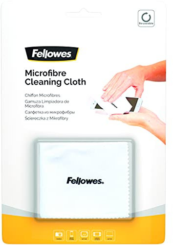 Fellowes Paño de limpieza de microfibra para el hogar y la oficina – Kit de limpieza para monitor, ordenador portátil, iPad, teléfono móvil, tableta, paquete de 12 unidades – blanco