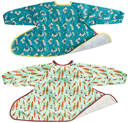 Tidy Tot ®™ 2 Auffanglätzchen - Zusätzliches Lätzchen für Tablett und Sets, Doppelpack für Baby Ärmellätzchen, 2 Klettverschluss, BLW Wasserdicht