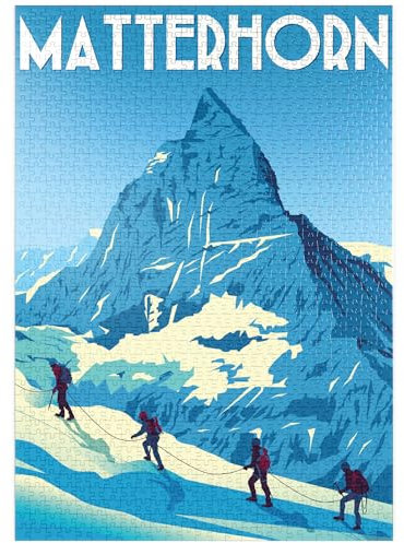 MyPuzzle Matterhorn Schweiz, Art Deco Style Vintage Poster, Illustration - Premium 1000 Teile Puzzle - MyPuzzle Sonderkollektion von Puzzle Galaxy