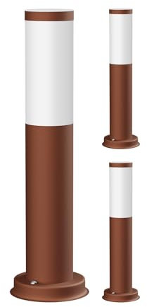 ledscom.de 3 Stück Wegelicht/Pollerleuchte PORU für außen, IP44, 39 cm, braun, 1x E27 max. 40W