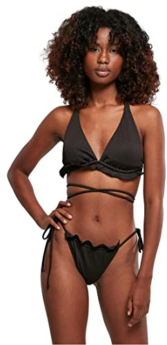 Urban Classics Damen Ladies Rib Babylock Triangle Bikini Black, S