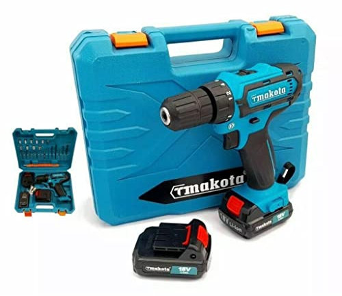 Vokot TM-331D Trapano avvitatore senza fili con doppia batteria a litio ricaricabile da 2Ah, 18V 21 accessori